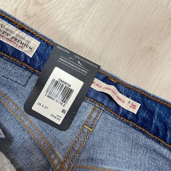 Levis Ribcage Straight Ankle Jeans Womens 26x27 Medium Wash High Rise 726930158 - Picture 6 of 7